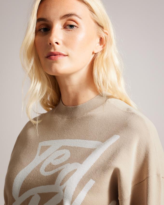 Sweatshirt Ted Baker Branded Jacquard Knit Marron Femme | RCW-89937683